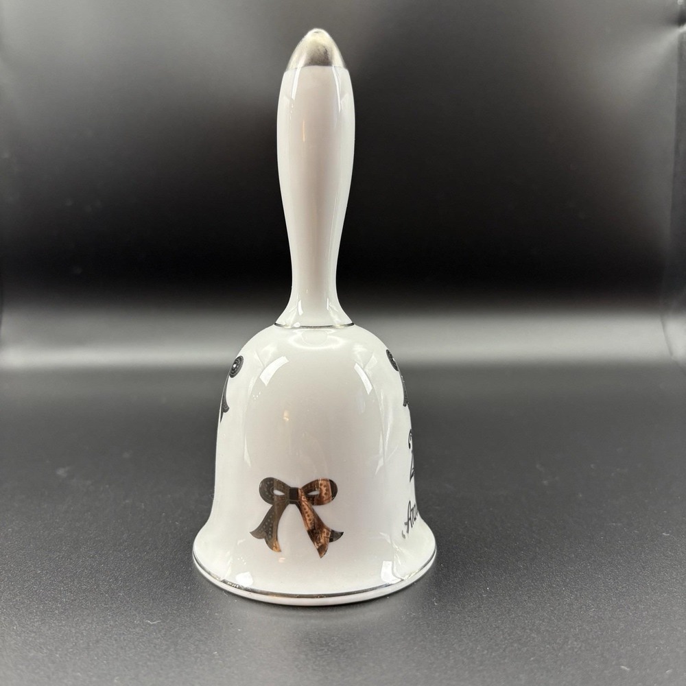 ๐ Vintage Leftonโ 25th Anniversary Porcelain Bell | Silver Jubilee Wedding Gift - Picture 5 of 6